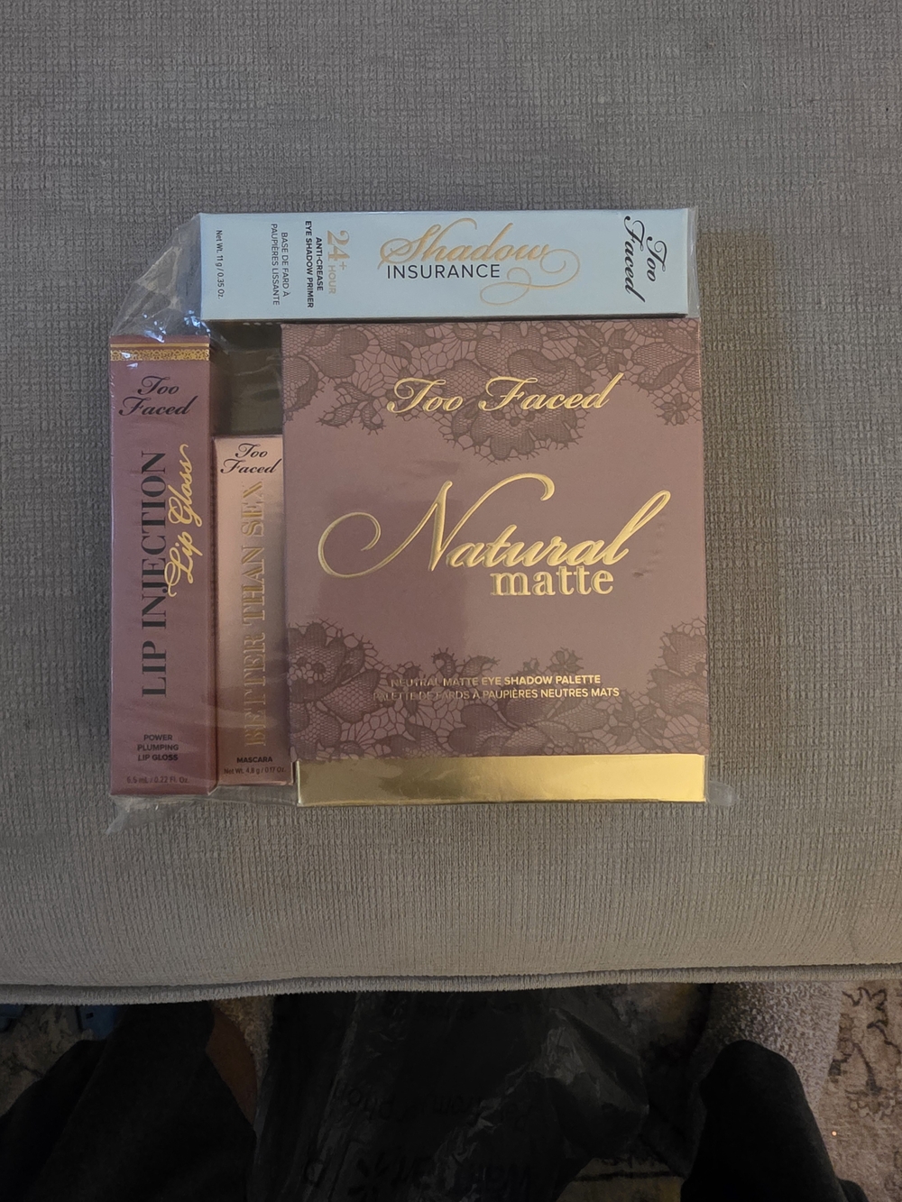 Too Faced Natural Matte Eyeshadow Palette & Pink Lip Injection Gloss Set